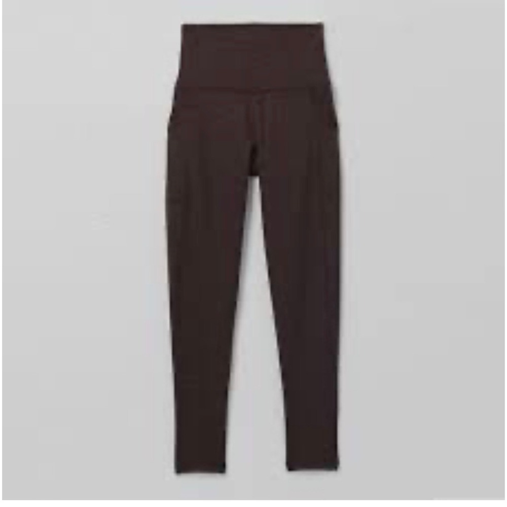 Prana Women XS Brown High Waist Leggings Side Pockets Yoga Athletic Tights